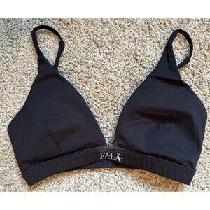 FALA Black Bralette Bra Wireless Adjustable Strap Polyester Spandex Size M